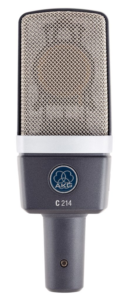 AKG C214 电容麦克风特写，可用于表现 AI 语音与音频交互主题