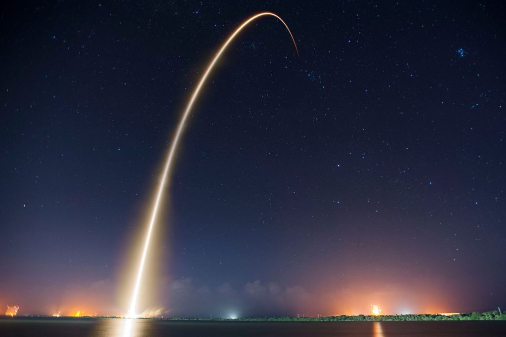 Rocket launch long exposure photograph